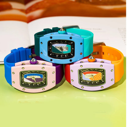 Luxury Silicone Sports Quartz Diamond Wristwatch