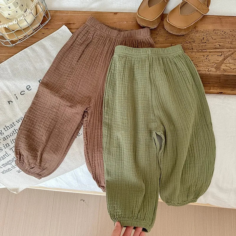 9m-6y Kids Clothing Summer Thin Solid Color Pants