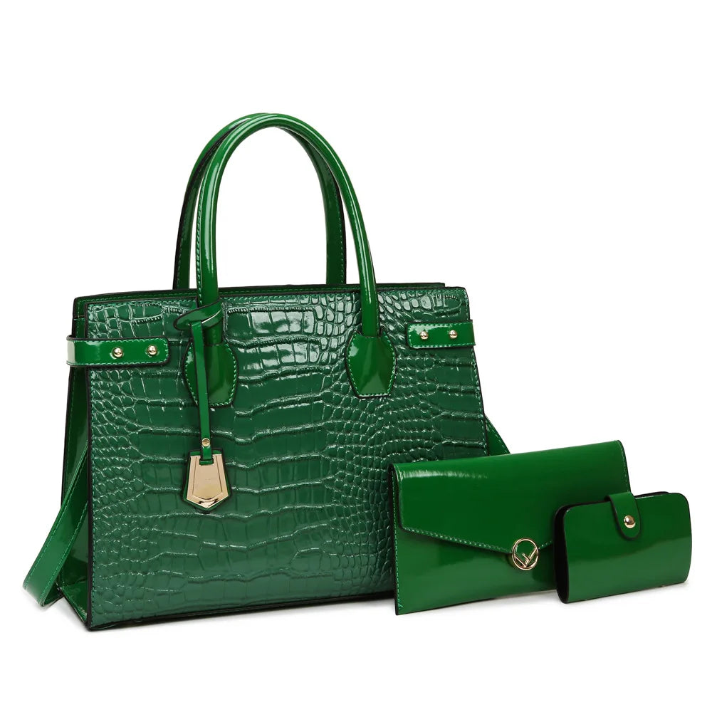 Retro Crossbody Crocodile Pattern Texture Bag Set