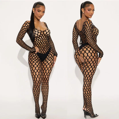 Hot Sexy Fishnet Bodysuit Crotchless Tights Lingerie