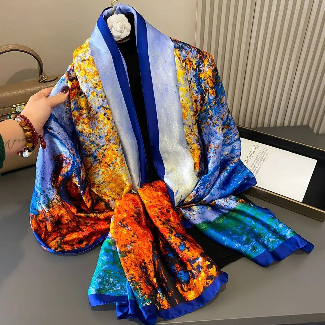 180*90cm Luxury Classic Sun Protection Silk Scarves Silk Shawl