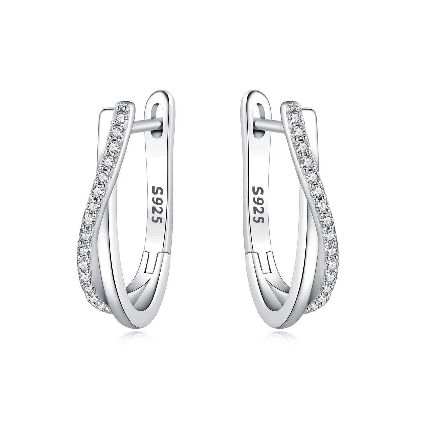 925 Sterling Silver Simple Gold U-shaped Earrings