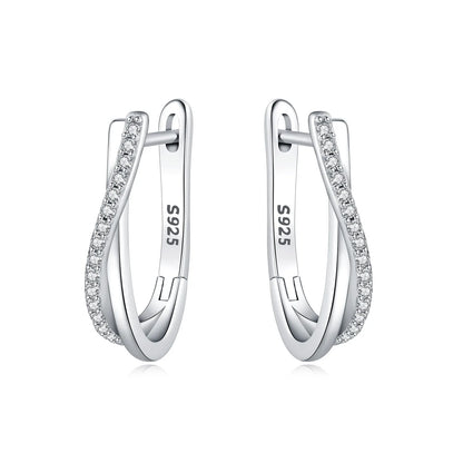 925 Sterling Silver Simple Gold U-shaped Earrings