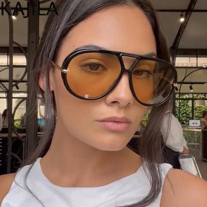 Oversized Pilot Oval Punk Sunglasses
