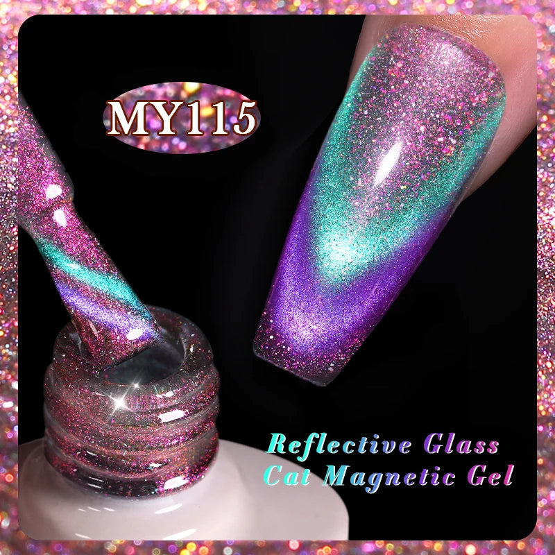 Sparkling Glass Bead Cat Magnetic Gel Nail Polish