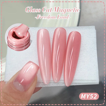 Pink Glass Bead Cat Magnetic Gel Nail Polish