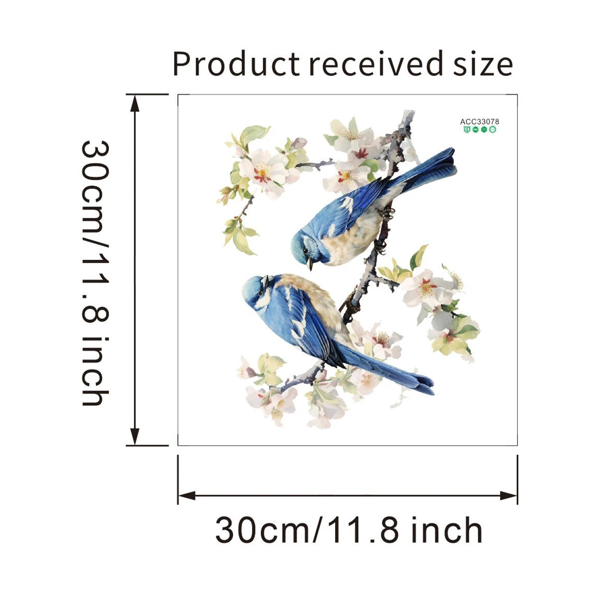 1PC Blue tree branches birds glass display windows door stickers wall stickers