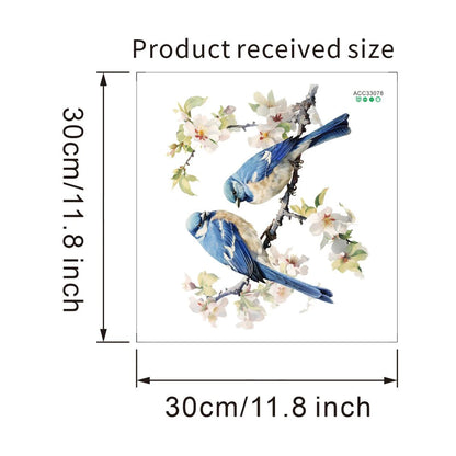 1PC Blue tree branches birds glass display windows door stickers wall stickers