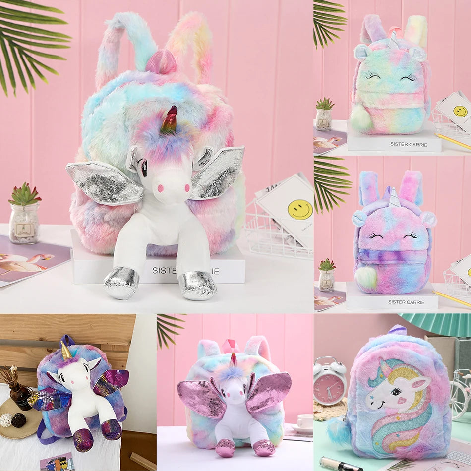 Cartoon School Book Bag Cute 3D Fur Backpacks