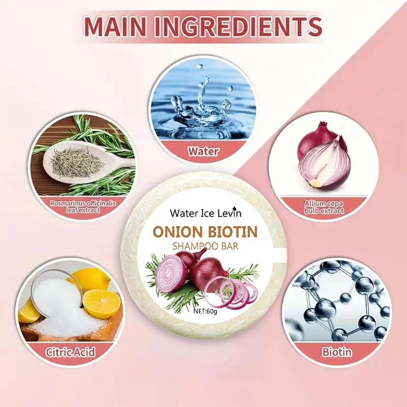 Jabón de champú de cebolla y biotina para el cuidado del cabello
