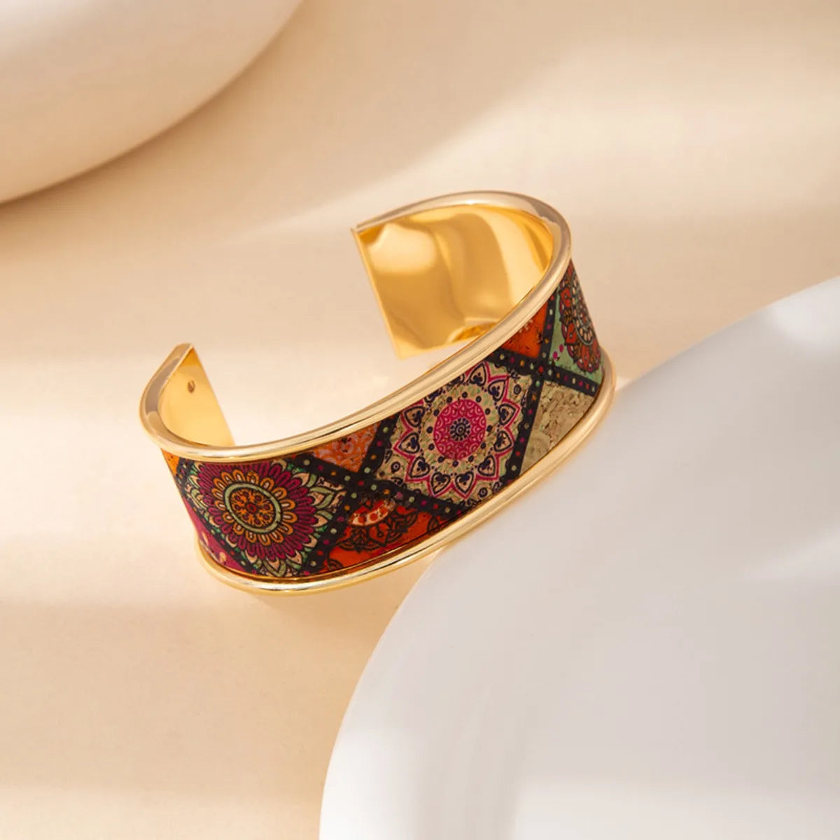 Graffiti Art Adjustable Bangle Gold Stainless Steel Bracelet