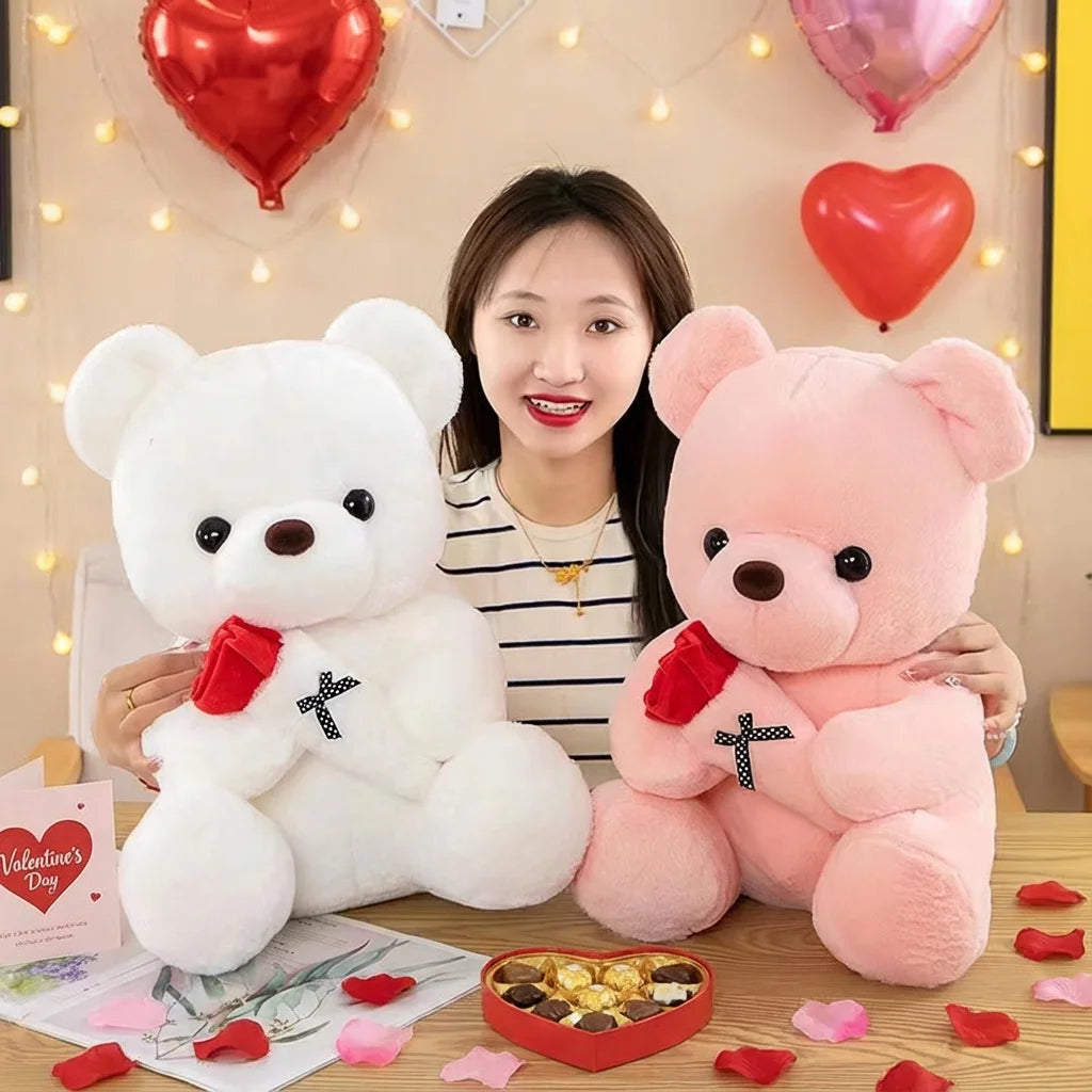 Cute Rose Bear Plush Toy Stuffed Animal Doll