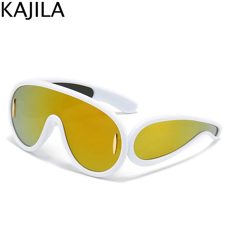 Oversized Wave Mask Luxury Steampunk Sunglasses