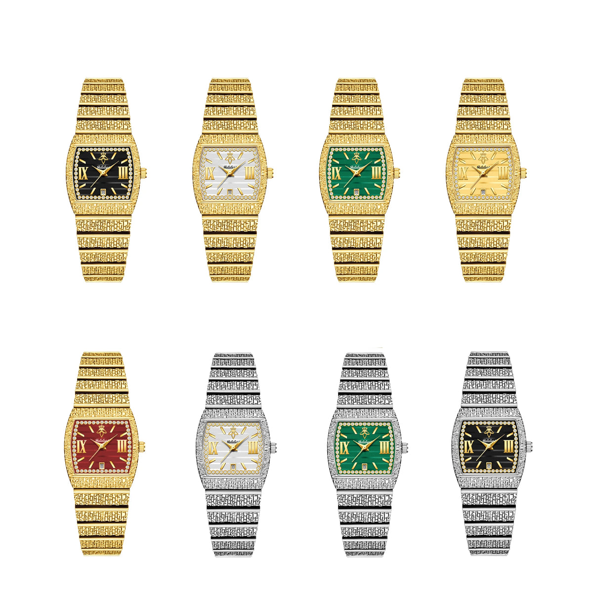 Luxury Small Gold with Diamond-Set Dial Water-Resistant Quartz Timepiece Watch