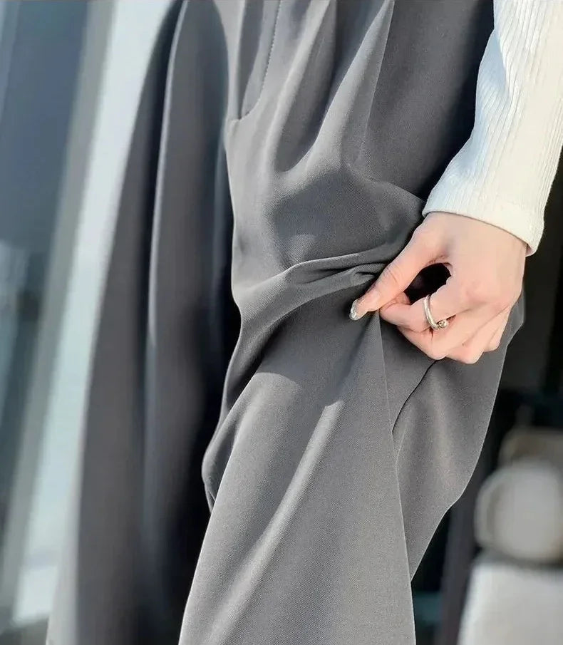 Wide Leg Korean Style High Waist Black Baggy Pants