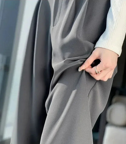 Wide Leg Korean Style High Waist Black Baggy Pants