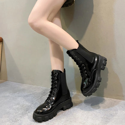 Thick Sole Thick Heel Large Size Black Platform Sole Small Short Boots