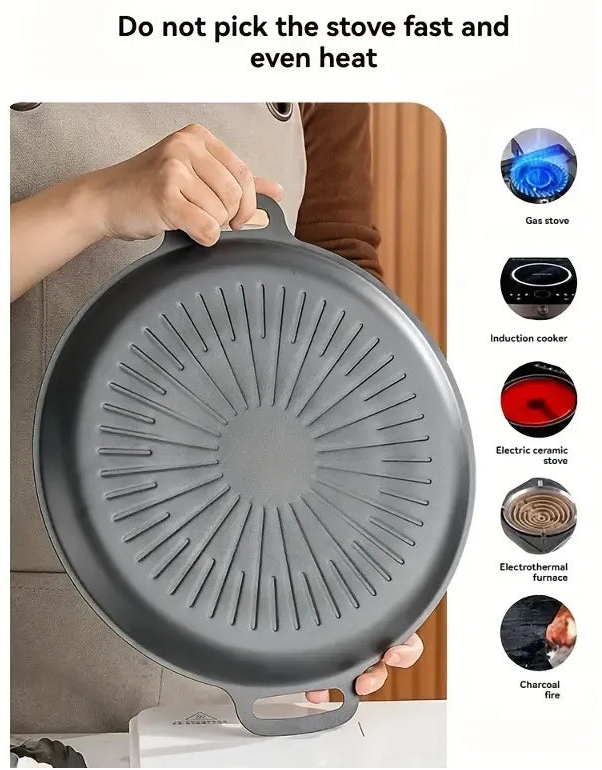 1pcs Carbon Steel Grill Pan Nonstick BBQ Griddle