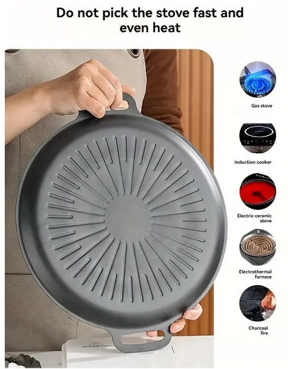 1pcs Carbon Steel Grill Pan Nonstick BBQ Griddle