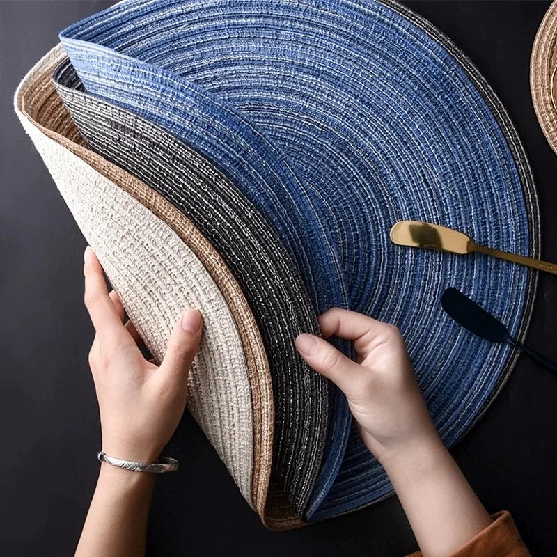 4/6pcs Round Table Mat Woven Bowl Pads