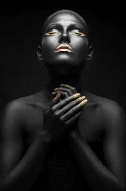 African Women Classic Black Gold Gestures Posters Female Portraits Canvas