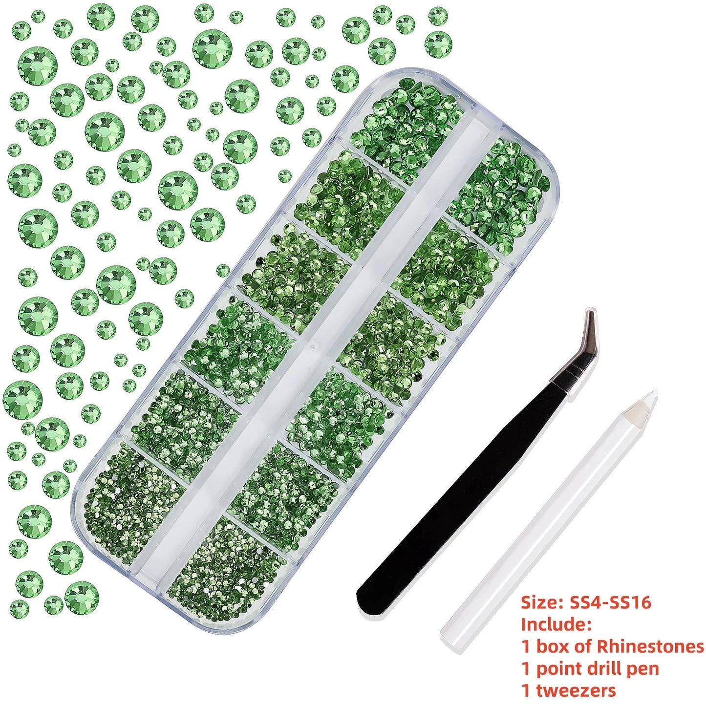 12Gird 3D Glass AB Crystal Nail Art Rhinestones Kit