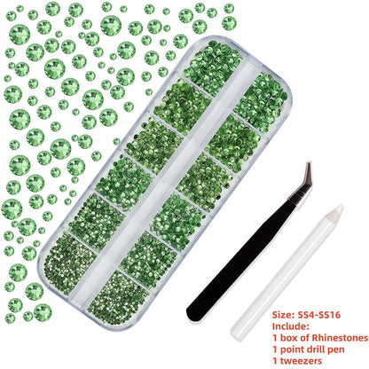 12Gird 3D Glass AB Crystal Nail Art Rhinestones Kit