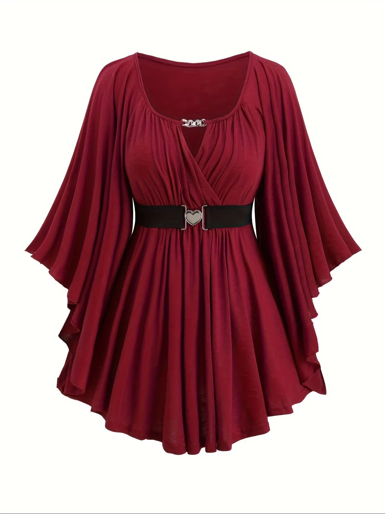 Oversized with an Irregular Hem Heart-Shaped T-shirt