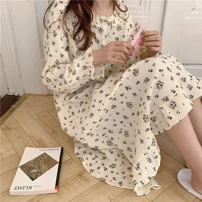Heart Print Nightgown Sleepwear Night Dress
