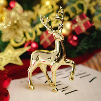 Gold Deer Statue Reindeer Figurines Resin Elk