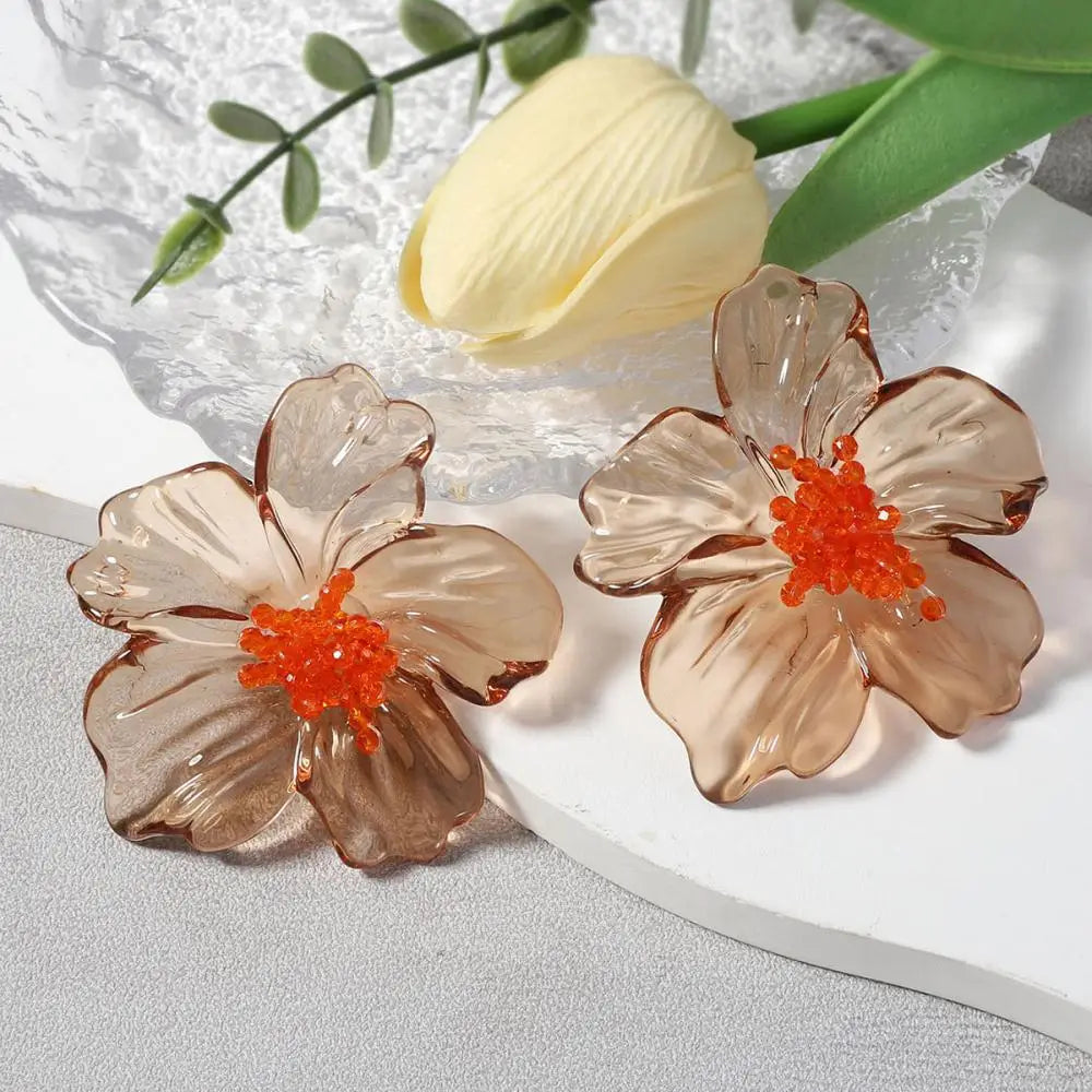 Colorful Acrylic Transparent Flower Earrings