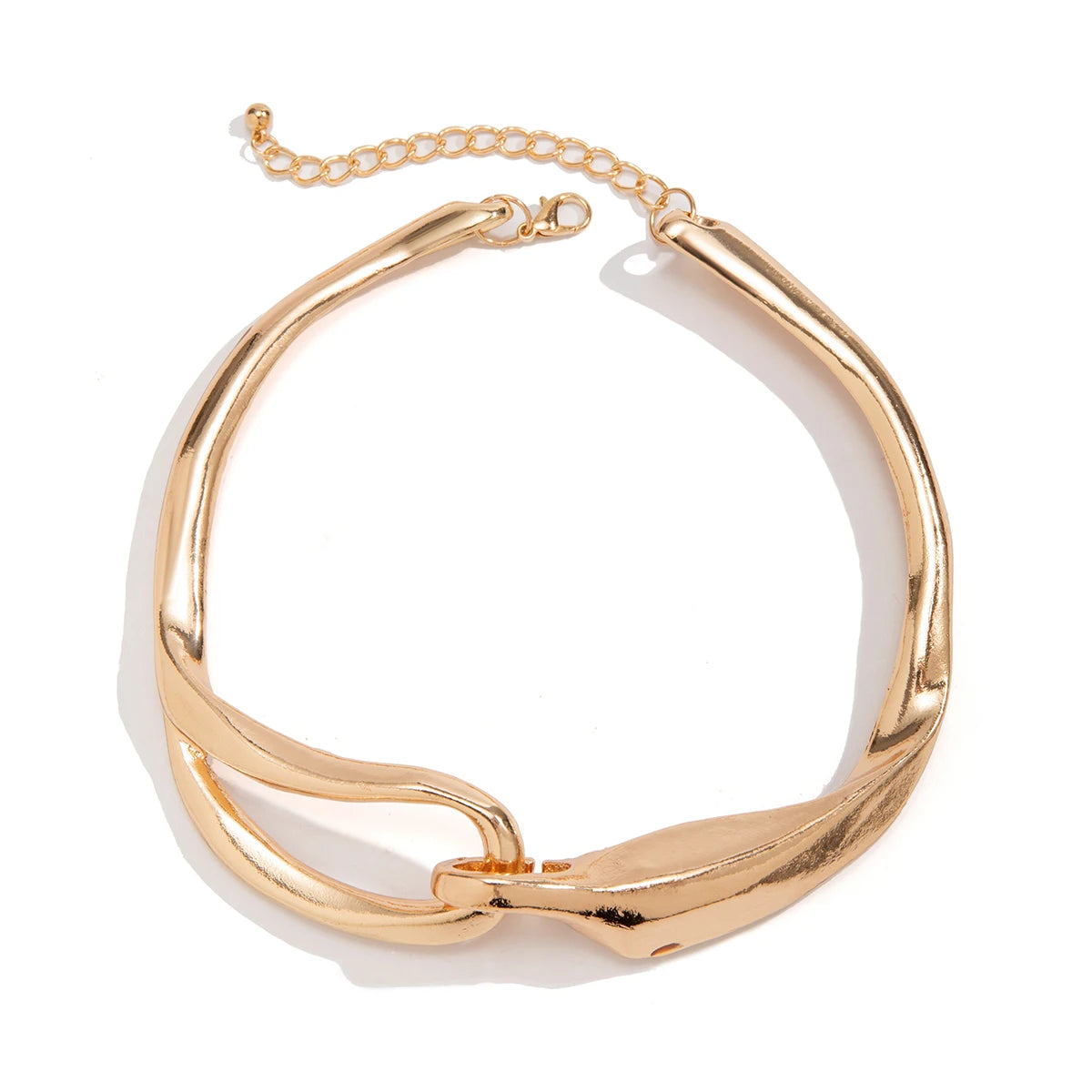 Exaggerated Chunky Heavy Metal Buckle Choker Necklace