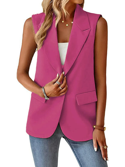 Polo Collar Sleeveless Suit Vest