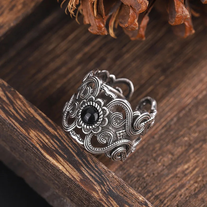 925 Sterling Silver Geometry Crystal Ring