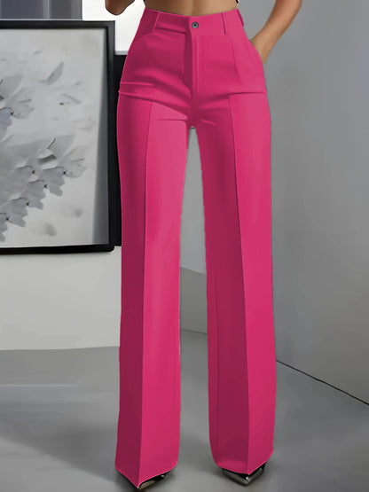 High-Waisted Draped Straight-Cut Suit Pants