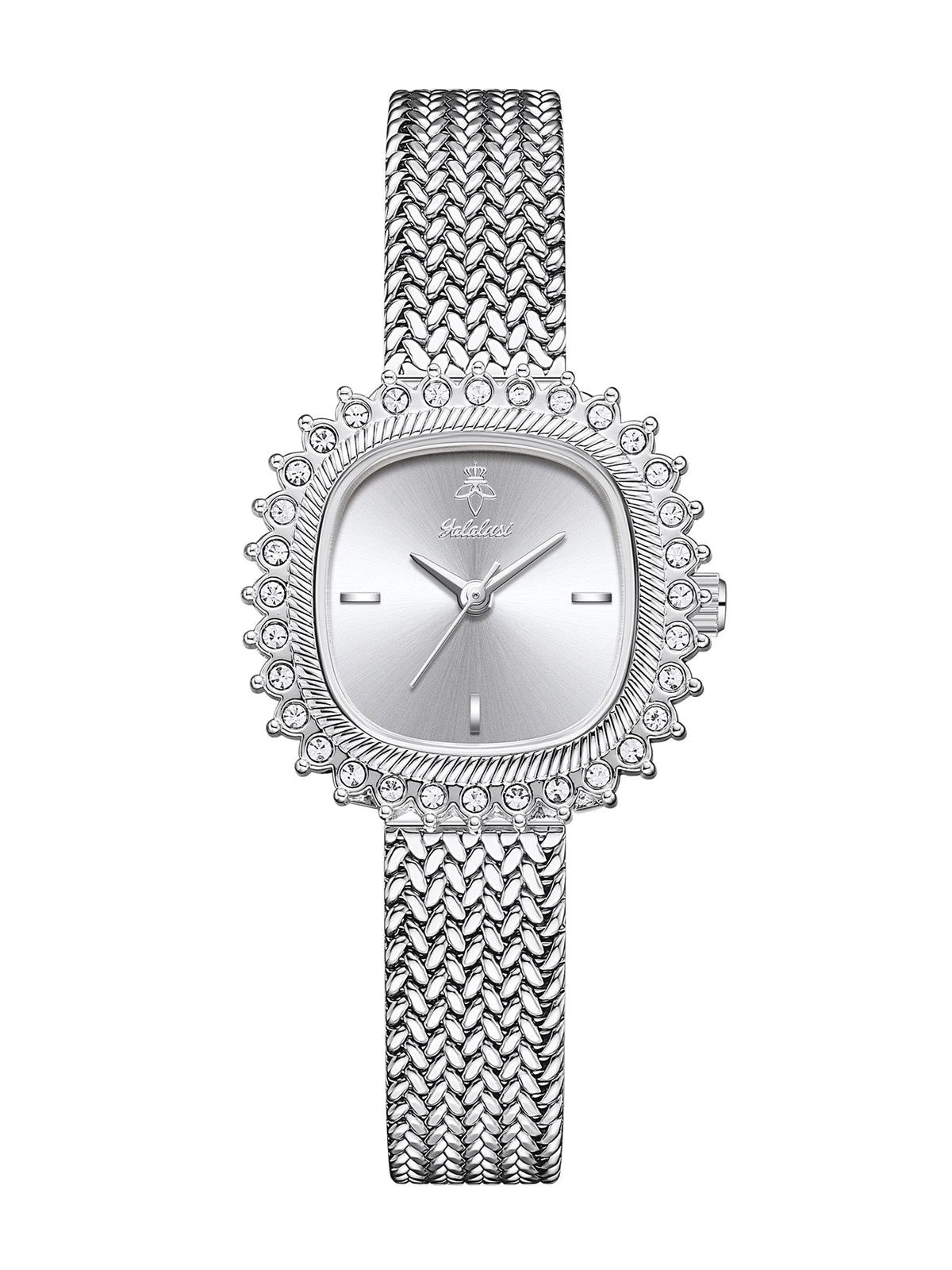 Luxury Sunflower Patterned Bezel Square Quartz Movement Watch
