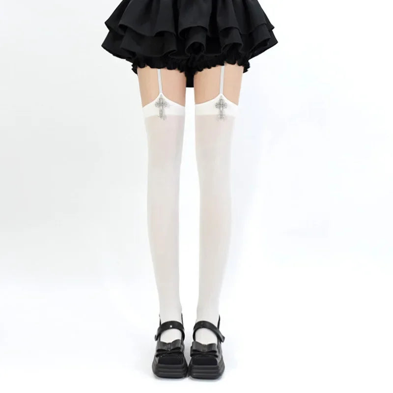 Cross Decoration Suspender Socks