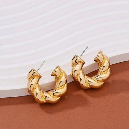 Crystal Stone Hoop Earrings Twisted Metal