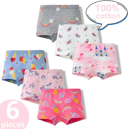 3/6 Pcs 100% Cotton Pretty Cartoon Boxer Set