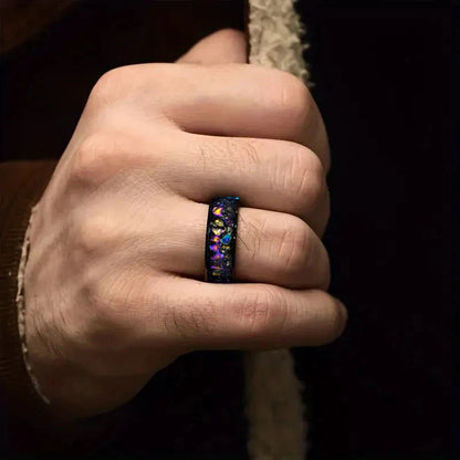 8mm Stainless Steel Galaxy Style Colorful  Rings