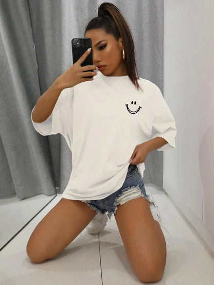 Happy Expression Cotton Short Sleeve Hip Hop T-Shirts