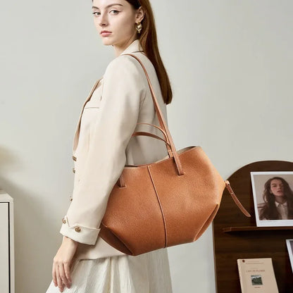 Genuine Leather Wing Tote Large Capacity Shoulder & Handheld Bag