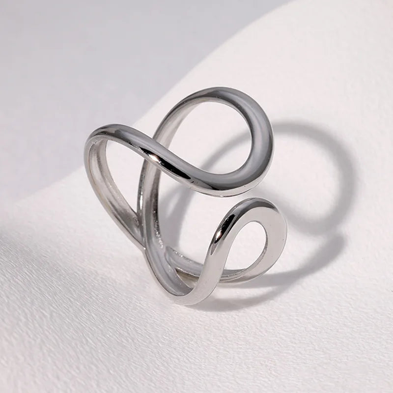DANA Stainless Steel Irregular Wave Rings