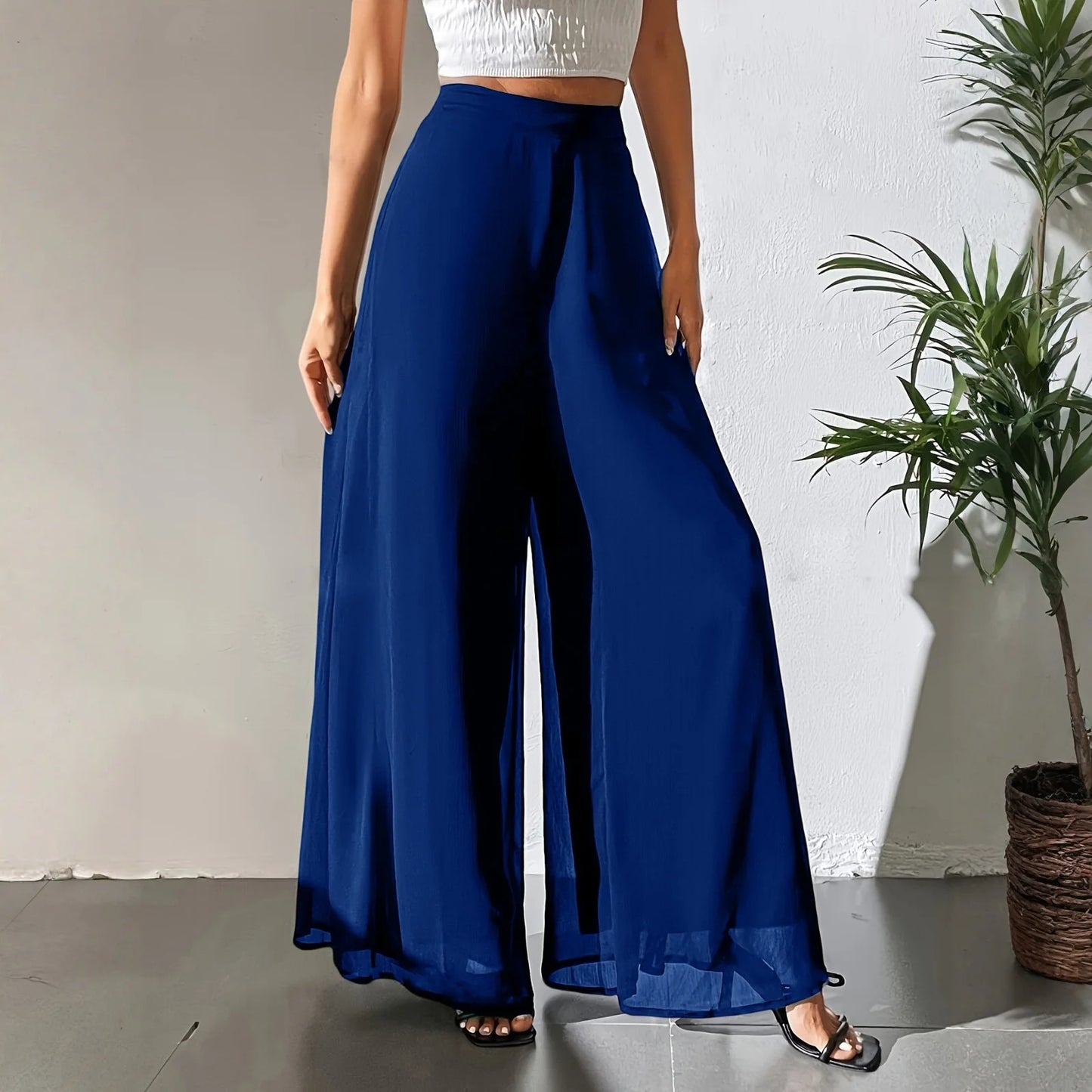 Loose Ice Silk Chiffon Wide Legged Straight Pants