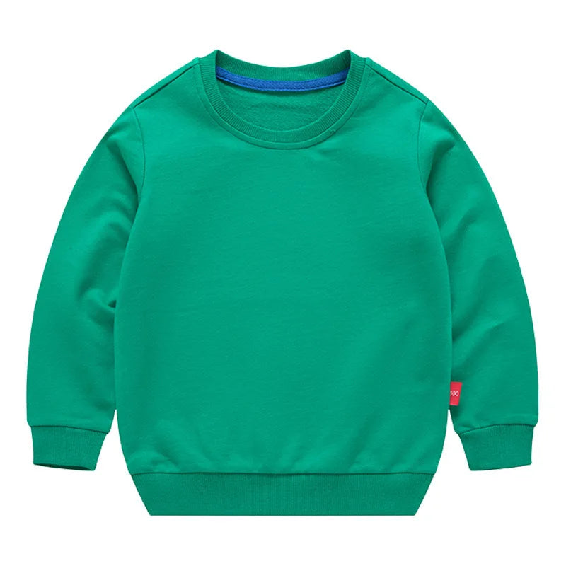 Spring Cotton Plain Hoodies Tops 3-10 Years Long Sleeve T-shirt