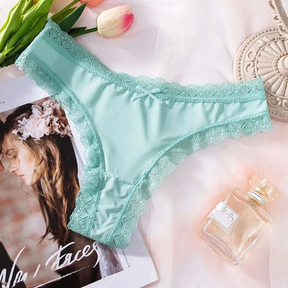 Ice Silk Cotton Crotch Low Waist Lingerie