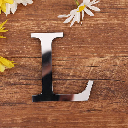 Silver Letter Acrylic 3D Mirror Wall Sticker