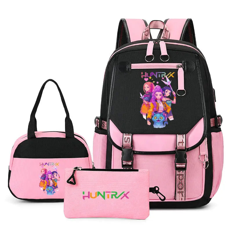 Mochilas Set KPop Demon Hunters Capacity Student School Bag