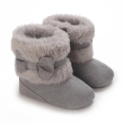 0-18M Winter Plush Comfort Snow Cute Bow Cotton Toddler Shoes