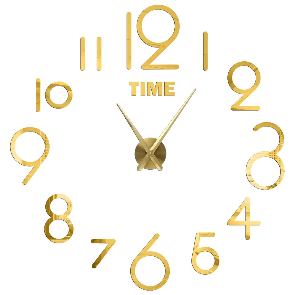 Large Wall 3D DIY Quartz Acrylic Mirror Stickers Clocks